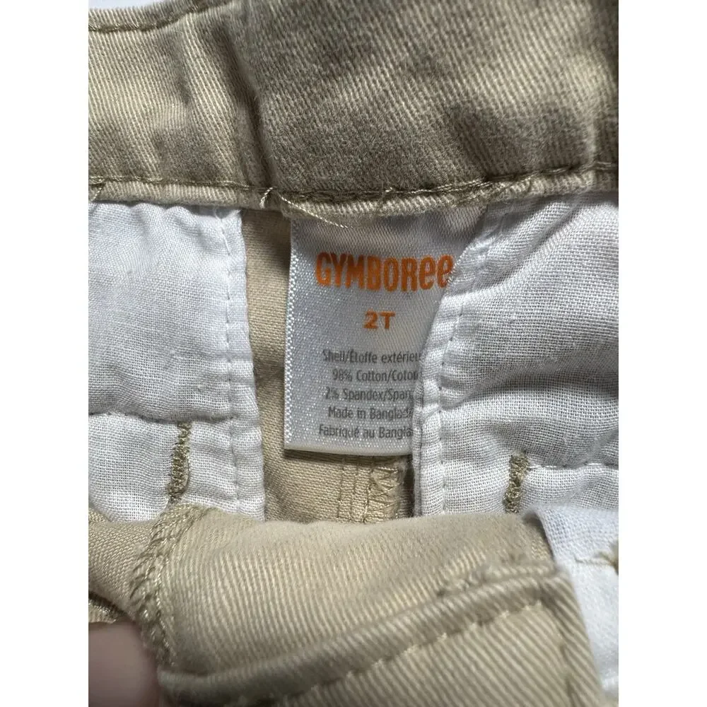 Gymboree Boys Khaki Chino Uniform Shorts Size 2T Adjustable Waist Toddler